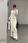 SWAYING/KNIT water-soluble wool lapel dress (with petticoat) SW23AW2L07 white PS66